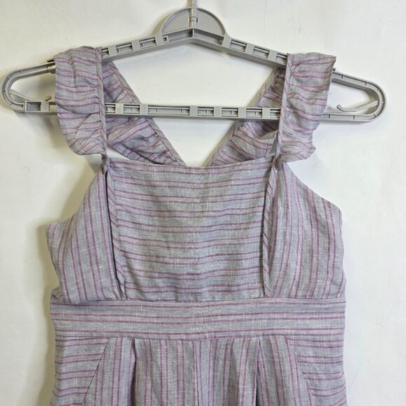 Anthropologie Stripe ruffle linen wideleg jumpsuit - Picture 6 of 13